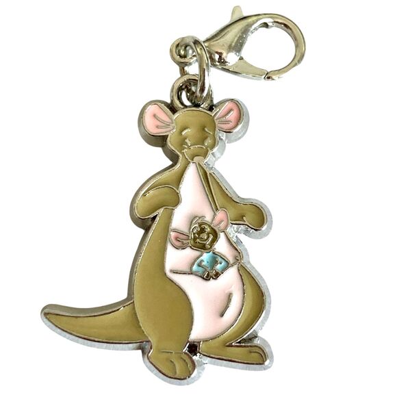 Vtg Disney Kanga Roo Winnie the Pooh Clip On Charm Zipper Pull Purse Bag Signed - Picture 1 of 8